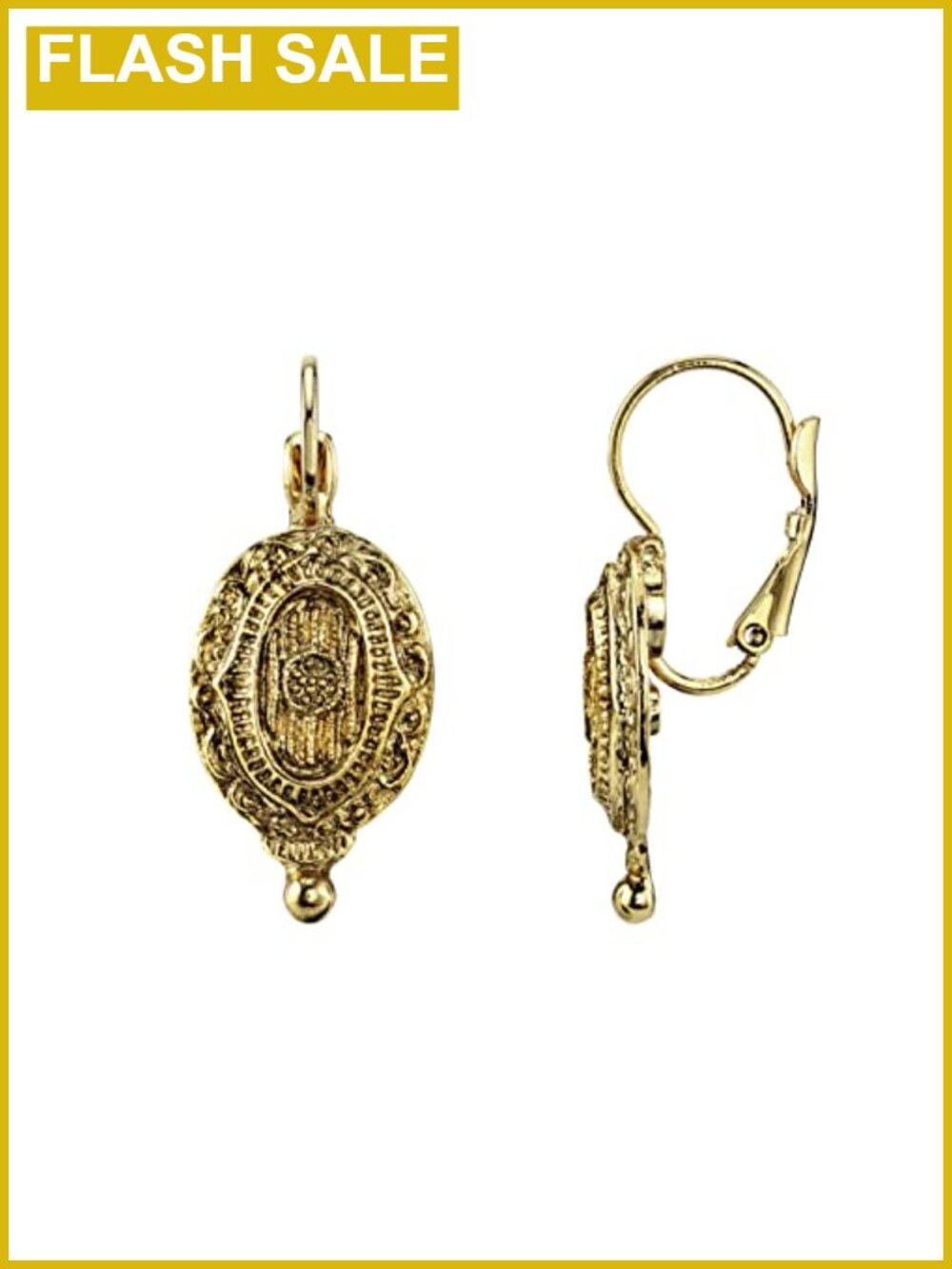 Baroque Insignia Oval Drop Dangle Lever Back Earrings Nickel Free